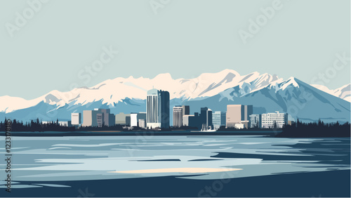 Anchorage’s Skyline Against the Beautiful Alaskan Mountains