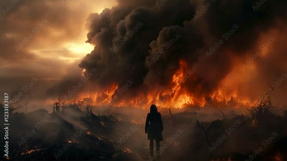Burning world. Creepy video clip. Dark apocalyptic atmosphere. Burning world. Creepy video clip. Dark apocalyptic atmosphere.