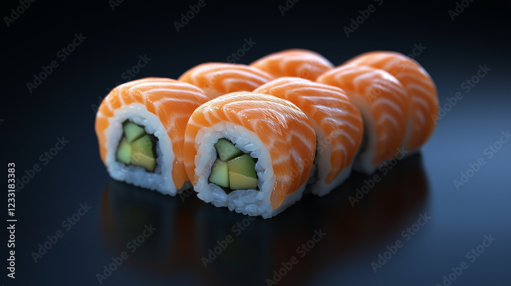 sushi with salmon isolated on black background sushi with salmon isolated on black background