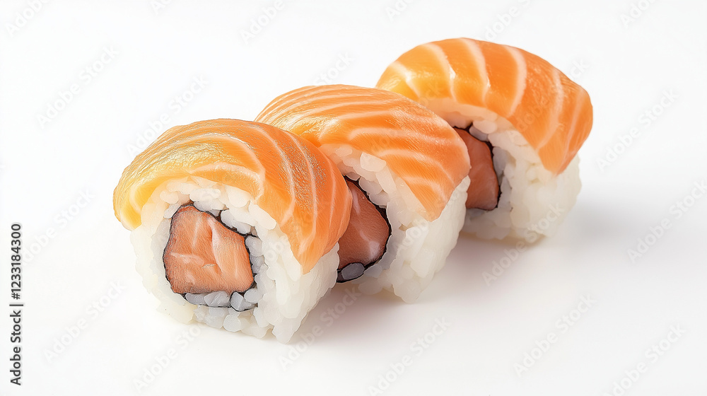 sushi with salmon isolated on white background sushi with salmon isolated on white background