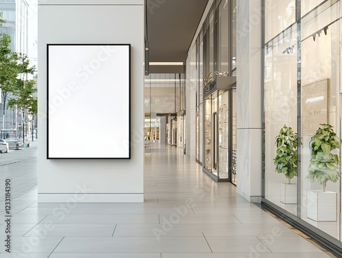 Wallpaper Mural Modern shopping mall interior with a blank billboard and storefronts, offering an urban scene Torontodigital.ca