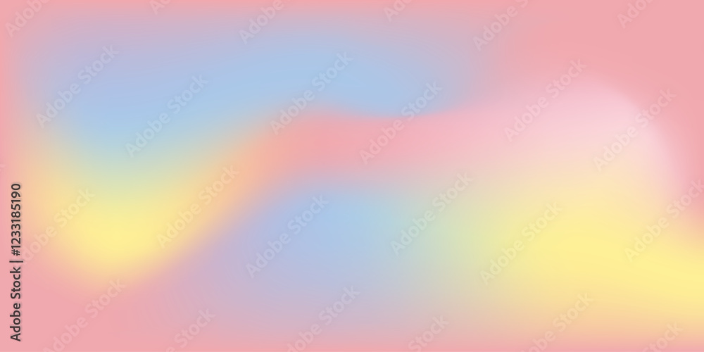 Obraz premium Smooth gradient sky background with soft blue, pink and yellow shades. Perfect for light and airy seasonal banners. Pastel vector gradient background.