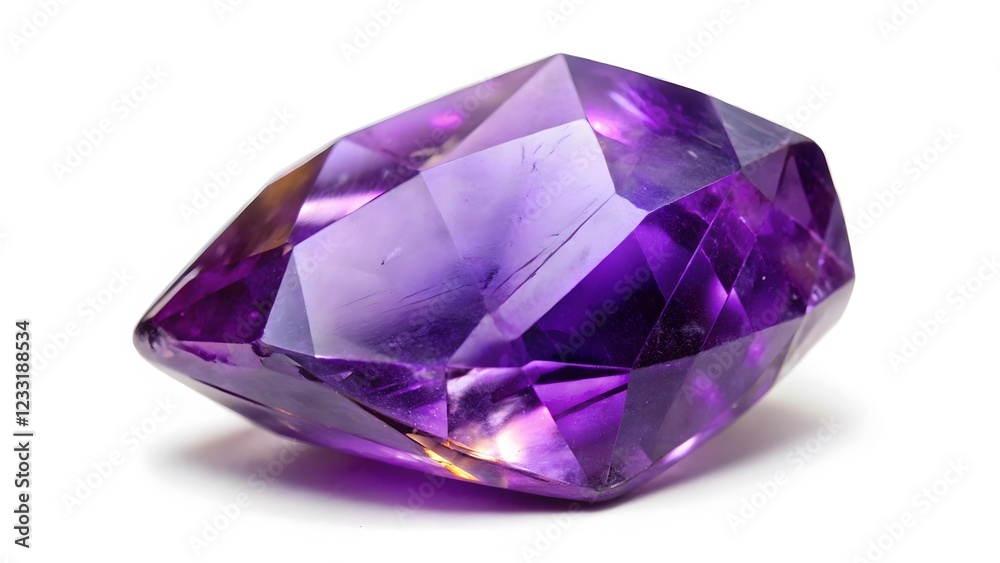 Purple Amethyst Gemstone on White Background Purple Amethyst Gemstone on White Background