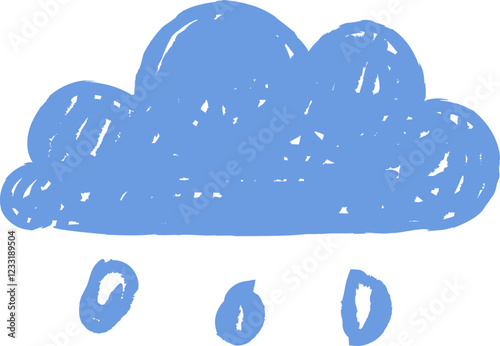 Hand Drawn Crayon Rainy Cloud