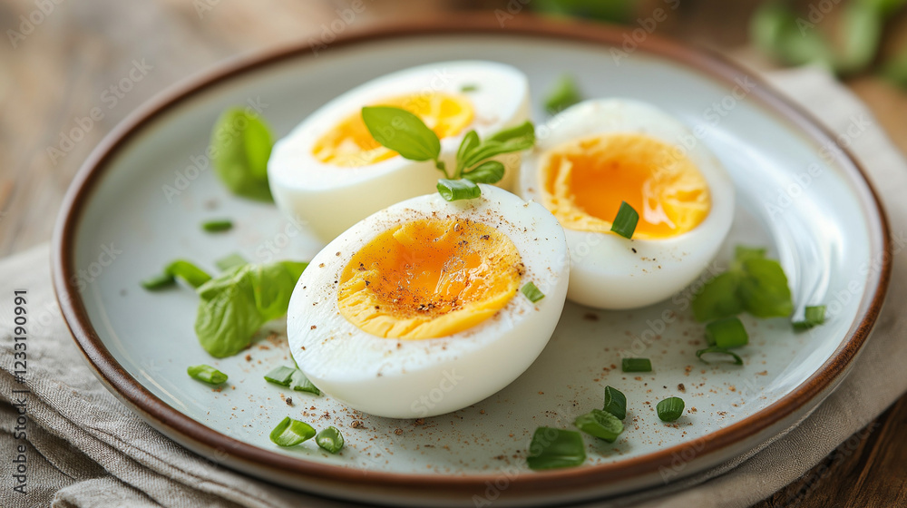 boiled eggs on plate on the table boiled eggs on plate on the table