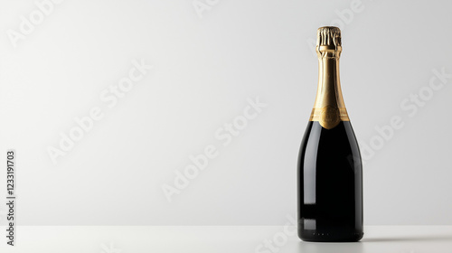 bottle of champagne with blank label , wine bottle  isolated on white background 