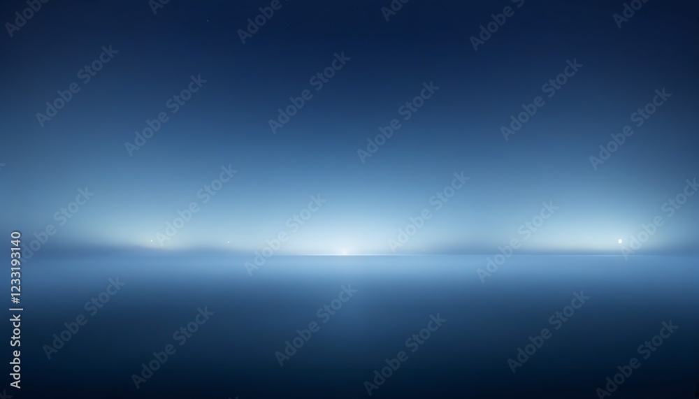 Fototapeta premium A serene, gradient blue landscape with soft light fading into the horizon, evoking a calm, tranquil atmosphere.