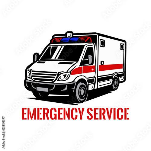 White ambulance car vector logo illustration
