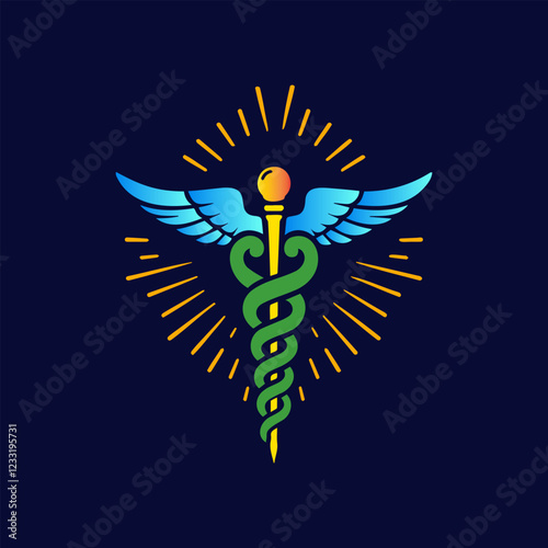 Caduceus medical symbol vector logo	
