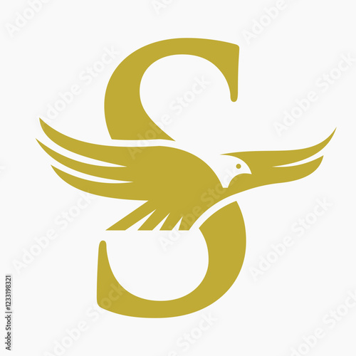 Initial Letter S Flying Eagle Logo Concept For Speed Icon and Transportation Symbol Vector Sign