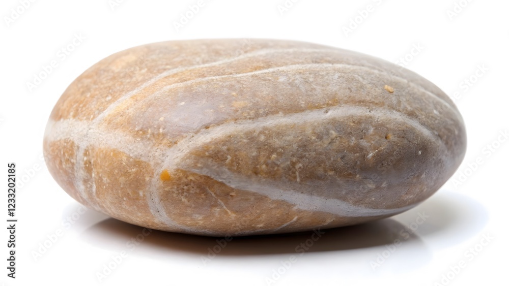 Smooth, Striped River Rock on White Background Smooth, Striped River Rock on White Background