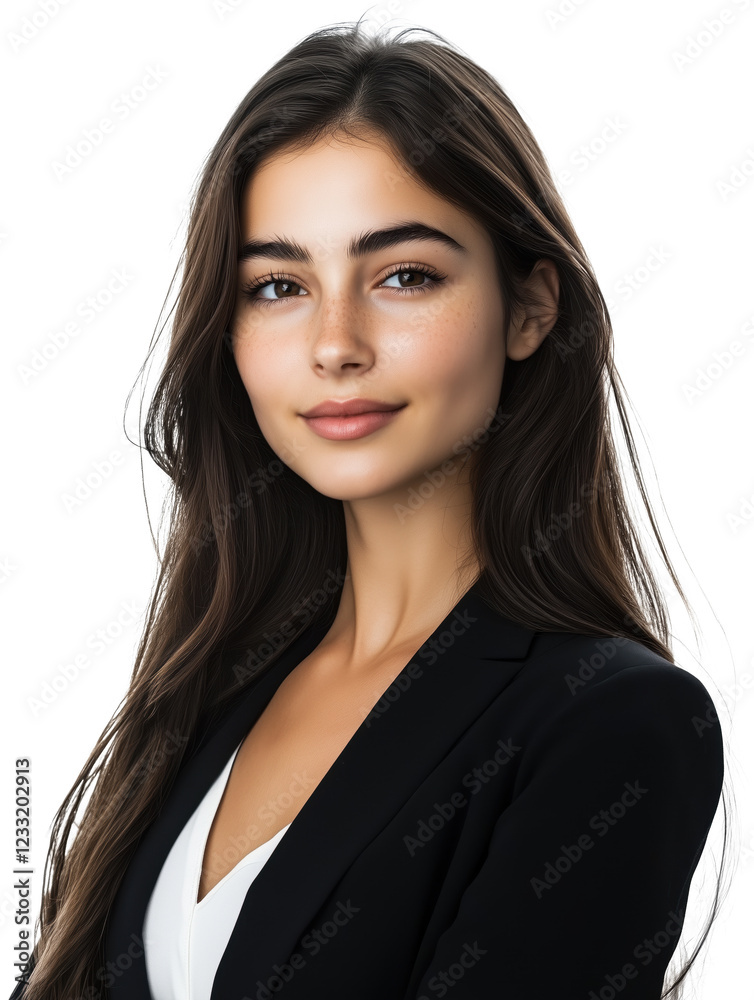 Portrait of a beautiful woman wearing a business casual outfit, transparent background (PNG)
