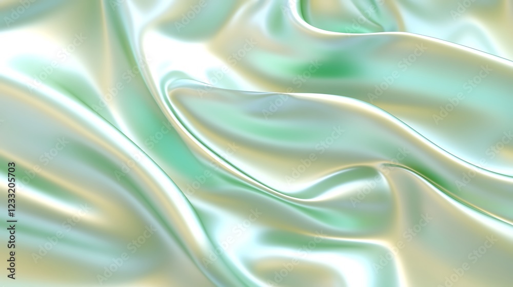 Obraz premium Abstract Draped Mint Green Silk Fabric Texture
