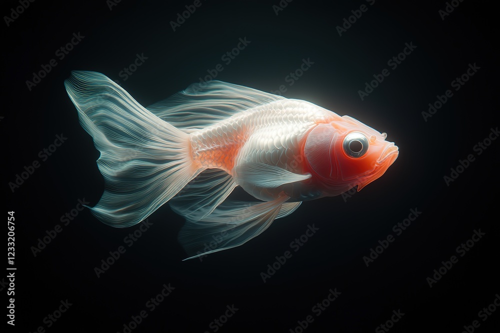 Elegant White Goldfish with Flowing Fins Elegant White Goldfish with Flowing Fins
