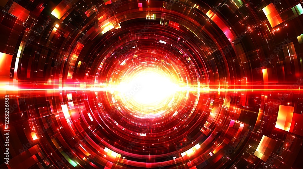 Fototapeta premium Abstract Red and Orange Geometric Tunnel Design