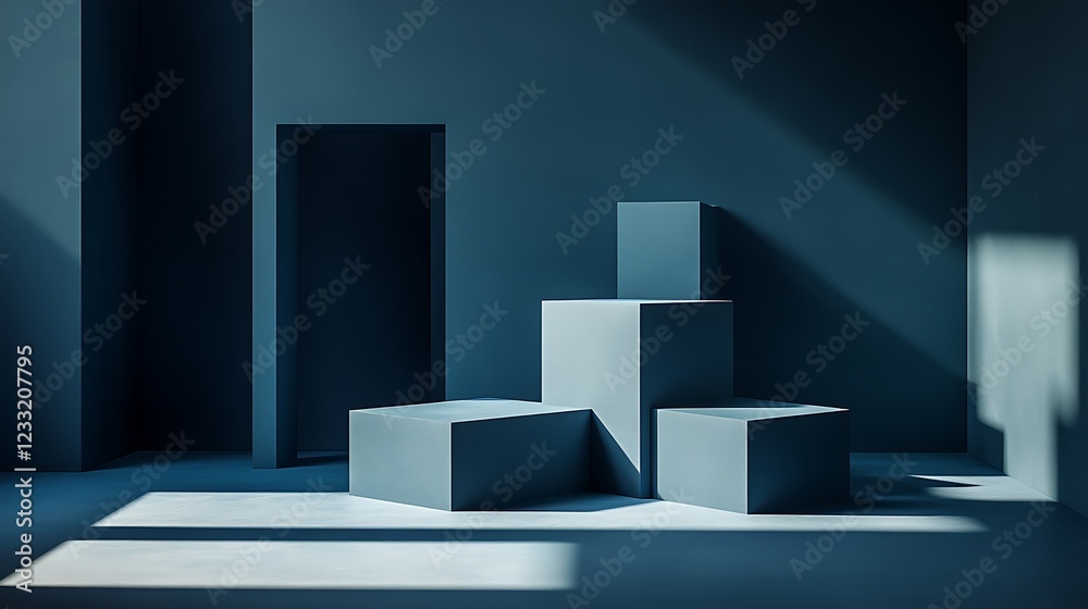 Abstract Minimalist Room Cubes Shadow Light Design Abstract Minimalist Room Cubes Shadow Light Design