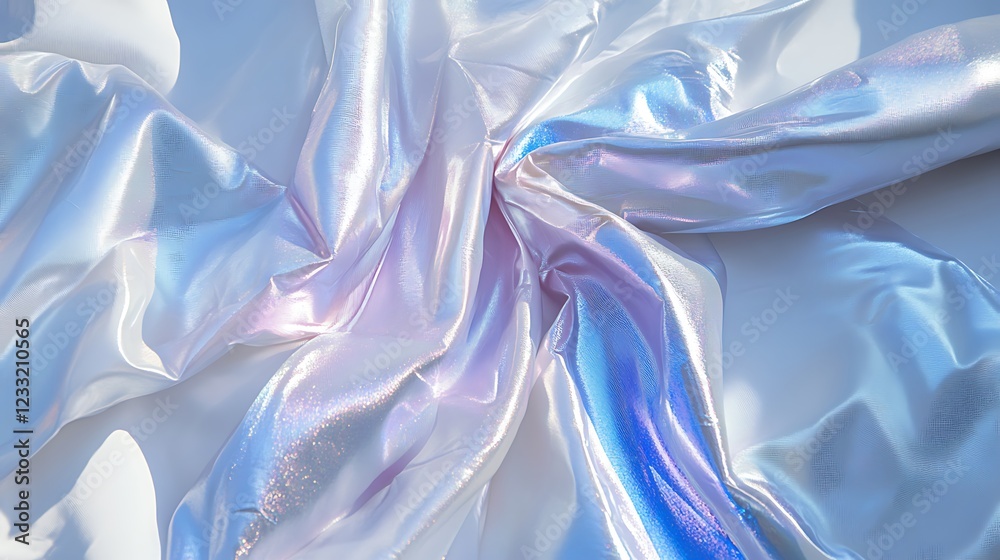 Fototapeta premium Iridescent Fabric Draped in Soft Light Folds