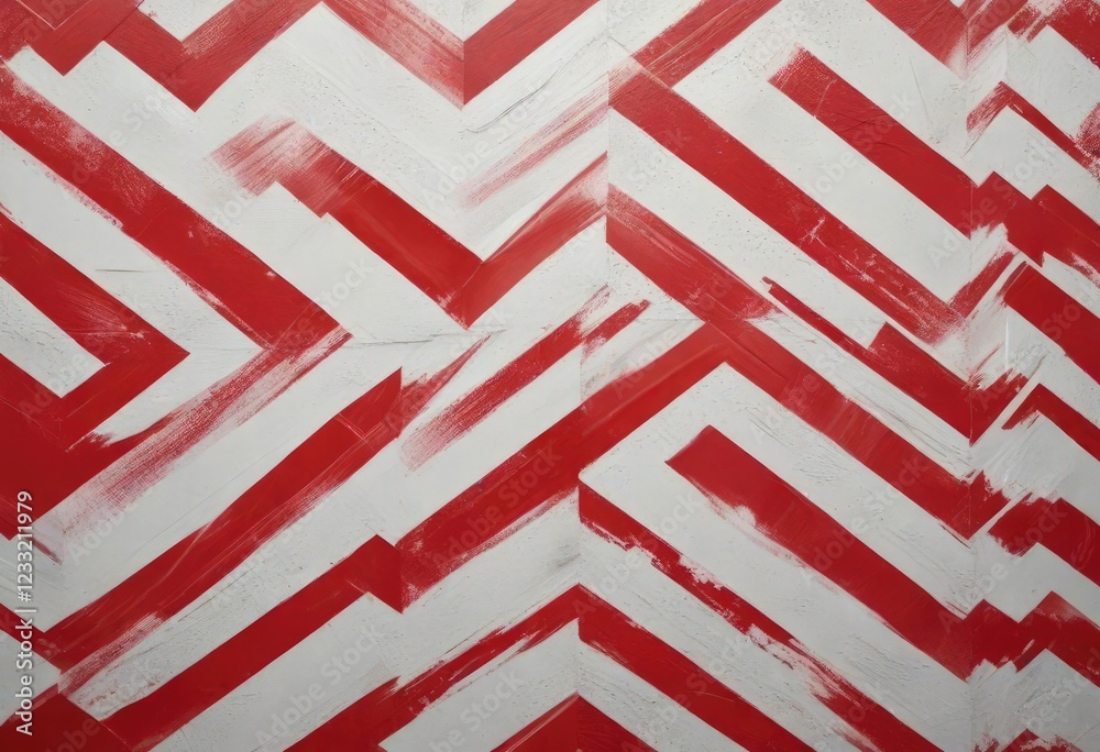 Obraz premium Dynamic white and red zigzag lines on textured surface, bold, vibrant, striking, vivid