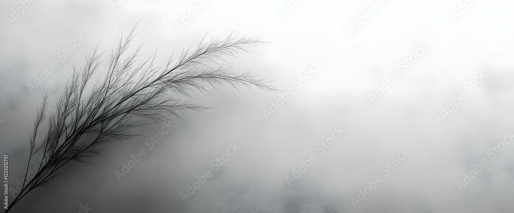 Fototapeta premium Grayscale Abstract Image of a Plant in Mist