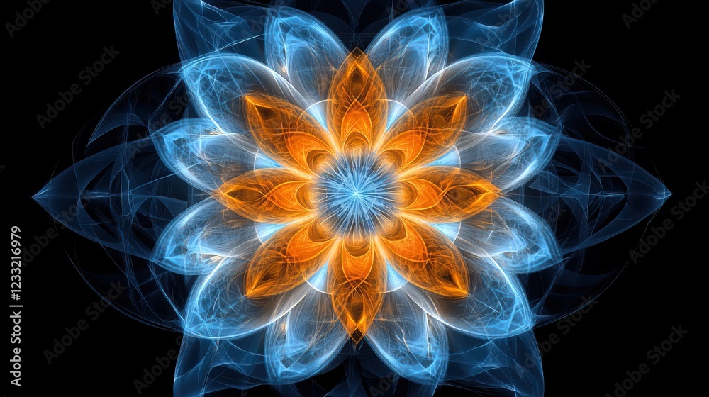 Obraz premium An enchanting display of vibrant blue and orange flower patterns radiate beauty and joy, perfect for celebrating Women's Day, birthdays, and love-filled occasions