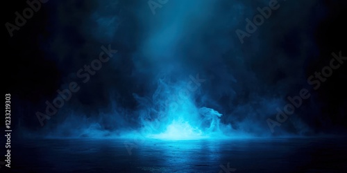 Blue smokey background with a blue fire