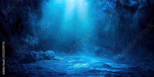 Blue cave with a foggy mist