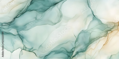 Wallpaper Mural Abstract watercolor background with soft teal and cream tones blending gently into each other. Ideal for serene and elegant visuals. Torontodigital.ca