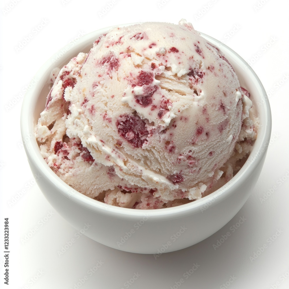 Delicious creamy ice cream in bowl. Sweet treat, dessert, food photography, white background Delicious creamy ice cream in bowl. Sweet treat, dessert, food photography, white background