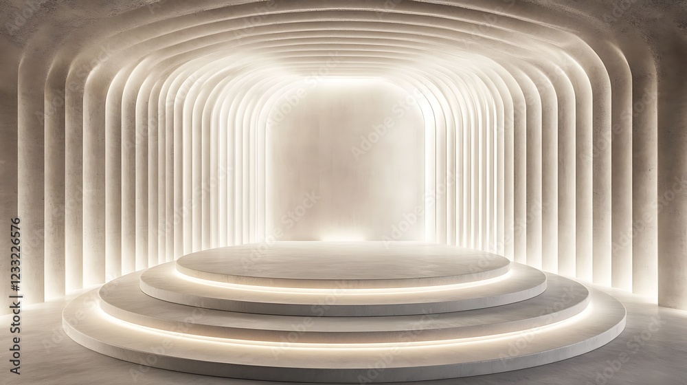 Obraz premium Illuminated Circular Stage with Archway Background