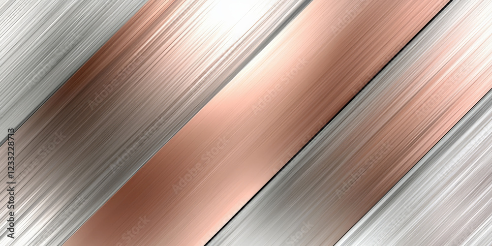 Obraz premium Elegant rose gold and silver diagonal metallic texture with a polished reflective finish.