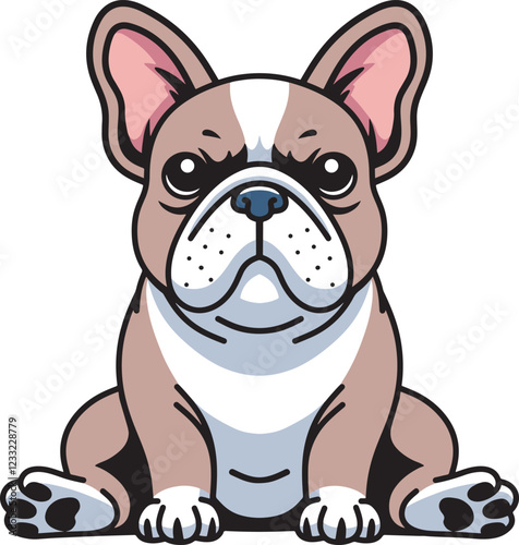 French bulldog cartoon design art illustration