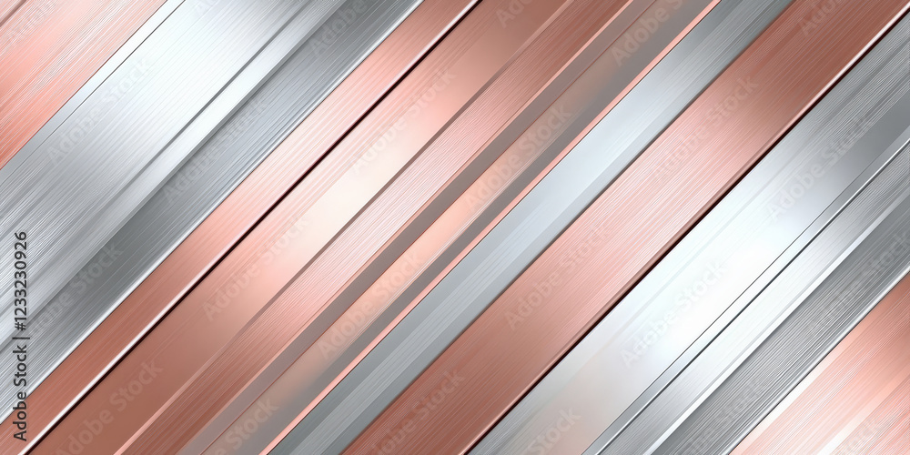 Obraz premium Elegant rose gold and silver diagonal metallic texture with a polished reflective finish.