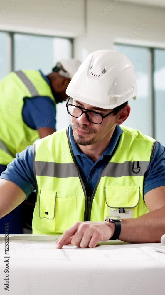 Foreman Worker With Laptop In House Foreman Worker With Laptop In House