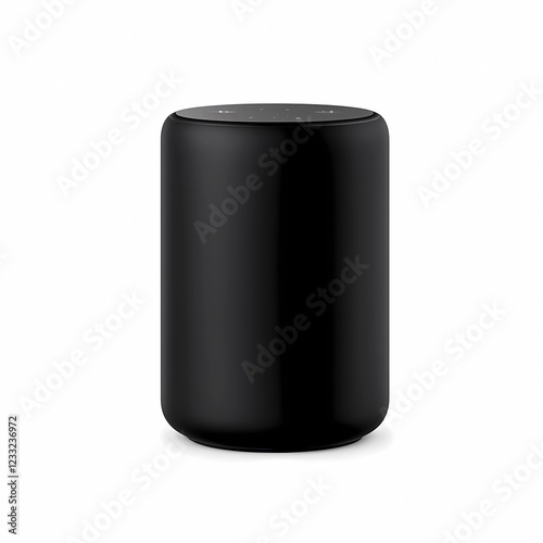 A smart speaker with cylindrical black design and immaculate white finish, offering stylish audio