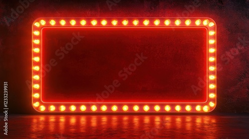 Wallpaper Mural Bright Retro Neon Frame with Bulbs on Dark Background Torontodigital.ca