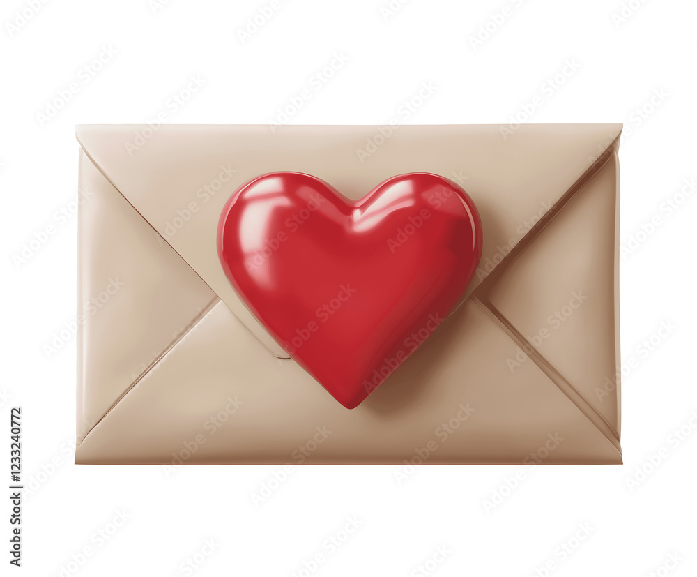 Romantic Valentine's Day: 3D Wax-Sealed Love Letter Envelope. Perfect for cards, invitations, and romantic designs. Isolated on transparent background Romantic Valentine's Day: 3D Wax-Sealed Love Letter Envelope. Perfect for cards, invitations, and romantic designs. Isolated on transparent background