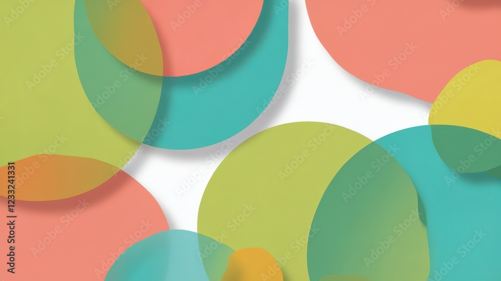 A vibrant abstract composition featuring overlapping colorful circles in shades of turquoise, coral, and lime green, creating a playful and modern feel. A vibrant abstract composition featuring overlapping colorful circles in shades of turquoise, coral, and lime green, creating a playful and modern feel.