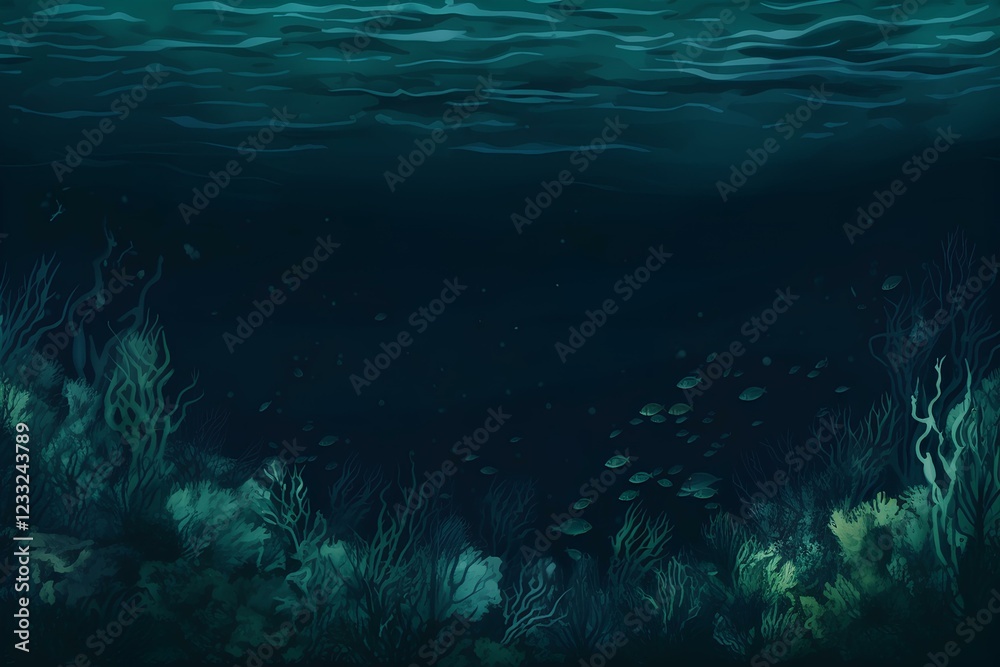 Naklejka premium underwater scene with world