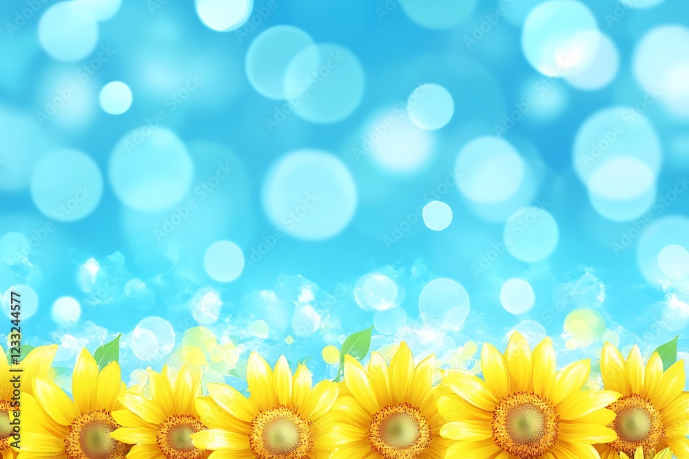 Obraz premium Beautiful Sunflowers against a Sky Background