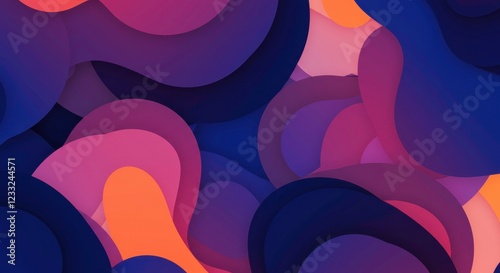 Abstract Layered Color Palette: An artistic and vibrant composition of layered, organically shaped elements in a bold and dynamic color palette, creating depth, texture, and visual interest. 