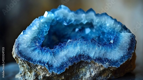 Quartz Gemstone with Geologic Patterns and Sapphire Hues
