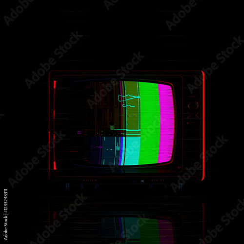 From the Glitch effect arises  SARDONYX. Then the TV turns off. Alpha channel Premultiplied - Matted with color black photo