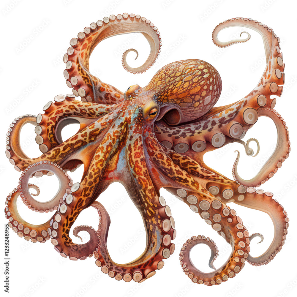 Colorful Octopus with Intricate Patterns and Graceful Tentacles Colorful Octopus with Intricate Patterns and Graceful Tentacles