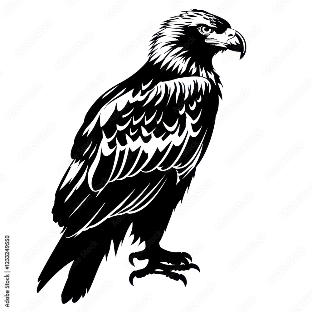 Obraz premium Detailed Illustration of Majestic Eagle with Defined Features and Details