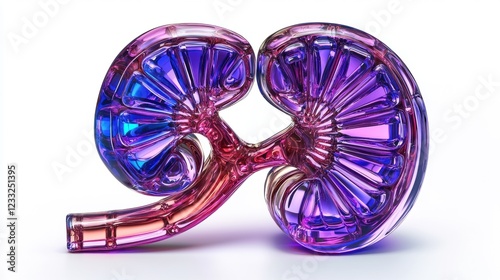 Colorful anatomical kidney model in glass. photo