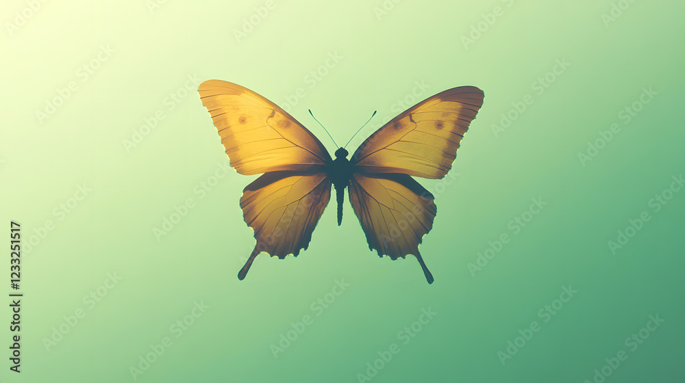 Obraz premium Shimmering Butterfly with Iridescent Wings Against Green Tones