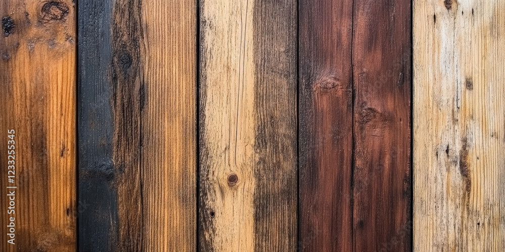 Naklejka premium Rustic vintage wood grain with soft weathering and muted brown tones.