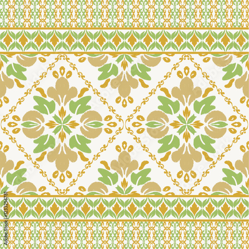 Abstract seamless floral pattern. Oriental ethnic traditional. Design for fabric, clothing, wrapping, wallpaper, batik, curtain, carpet, embroidery, vector illustration, decoration and background.