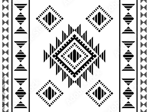 Southwest Aztec geometric Native American Mexican Navajo tribal ethnic boho indian texture ornament seamless pattern fabric black and white design vector for woven textile printing blanket rug carpet 