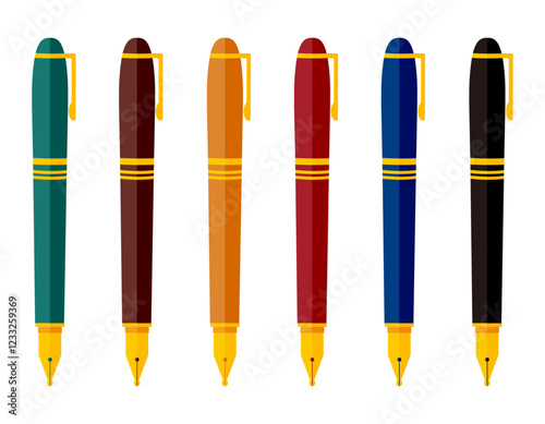シンプルな万年筆のイラスト　筆記用具